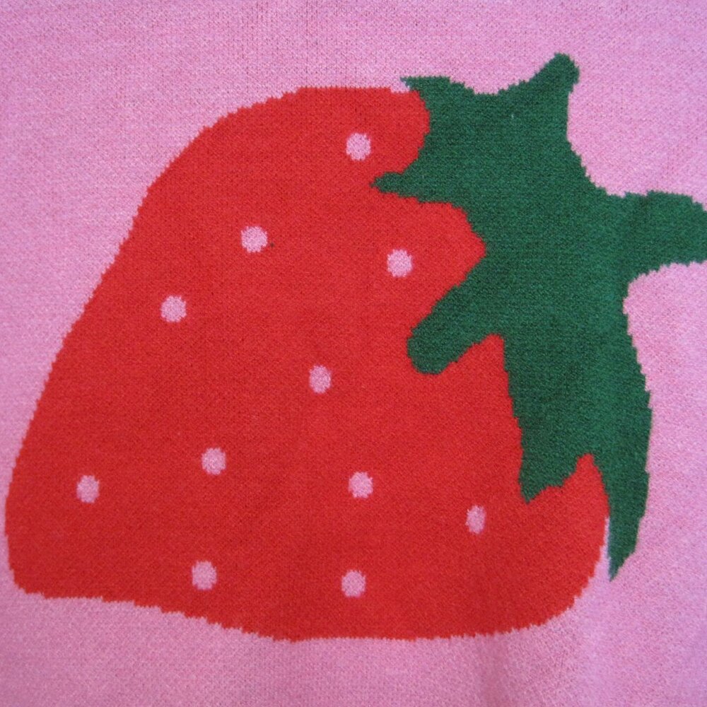 NWT Luna Ivy Chic Pink Strawberry Crew Neck Sweater sz M - Picture 4 of 8